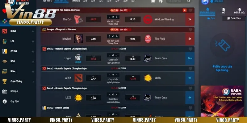 Các kèo cược esport đa dạng, dựa trên nhiều giải đấu thể thao điện tử lớn